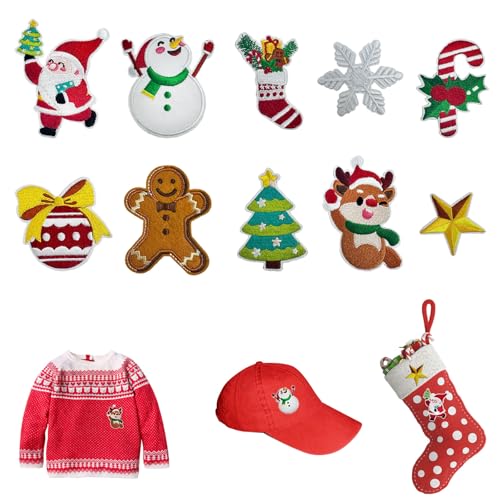 Aufnäher Weihnachten Dekoration, 10 Stück Bestickte Flicken Patches Weihnachten, Weihnachten Weihnachtsmann Applikationen, Aufnäher Kinder Weihnachten, für Rucksäcke Kleidung Jeans Aufnäher Weihnachten Dekoration, 10 Stück Bestickte Flicken Patches Weihnachten, Weihnachten Weihnachtsmann Applikationen, Aufnäher Kinder Weihnachten, für Rucksäcke Kleidung Jeans von YUEXNKO