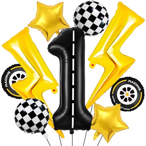 Car Geburtstagsdeko 1 Jahre,Auto Deko 1. geburtstag Junge,Folienballon Auto Geburtstag,Folienballon Zahl 1,Kindergeburtstag Deko 1 jahre,1 Jahr Rennauto Luftballons Junge Geburtstag Party von YUEXNKO