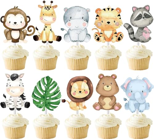 Cupcake Topper Tiere,24pcs Tortendeko Tiere, Jungle Animal Cupcake Toppers, Cake Decoration Jungle Animals, Animalstortendeko Waldtiere, Cupcake Topper Waldtiere, Muffin Deko Waldtiere Cupcake Topper Tiere,24pcs Tortendeko Tiere, Jungle Animal Cupcake Toppers, Cake Decoration Jungle Animals, Animalstortendeko Waldtiere, Cupcake Topper Waldtiere, Muffin Deko Waldtiere von YUEXNKO
