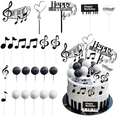 Musiknoten Cupcake Topper, Glitzer Musik Cupcake Topper, Musik Party Kuchen Dekoration, Musik Cake Toppers, Musik Happy Birthday Tortendeko, Musik Noten Tortendeko, für Musiker Rock Party von YUEXNKO