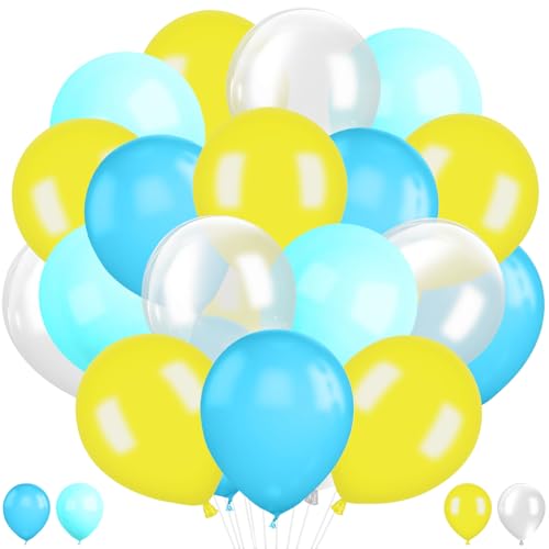 Latexballons, Luftballons Blau Weiß Gelb, 30pcs Luftballons Blau Gelb, Helium Luftballon Blaus, Blaue Luftballones Latex, Luftballoons Dunkelblau Gelbs, Blau Gelbe Konfetti Ballons von YUEXNKO