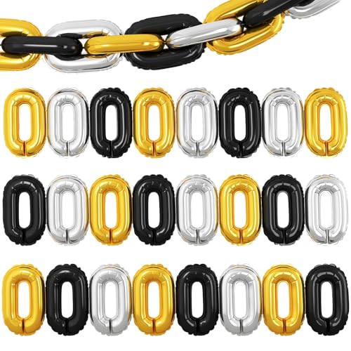 Luftballon Girlande Schwarz Gold Silber,24PCS Luftballons gold,Goldfolien Kettenballons,ballon Bogen Kit,Ballons Bogen Girlande Kit für Hochzeit,Baby Shower,Babyparty,Brautparty,Geburtstag Deko von YUEXNKO