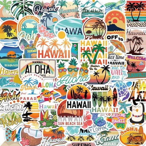 Sommer Strand Aufkleber, 50pcs Sticker Sommer, Hawaii Aufkleber Kinder, Sommer Pool Strand Klebeaufkleber, Bunte Strandaufkleber, Hawaiiaufkleber, Hawaii Sticker, Sommer Surfen Aufkleber von YUEXNKO