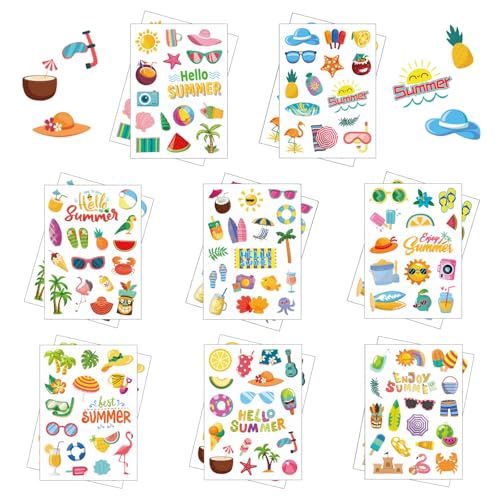 Sommer Strand Sticker, 16pcs Hawaii Aufkleber Kinder, Sommer Aufkleber, Urlaub Strandaufkleber, Sommers Pool Strand Klebeaufkleber, Sticker Sommers, Sommeres Surfen Aufklebers, Hawaii Stickers von YUEXNKO