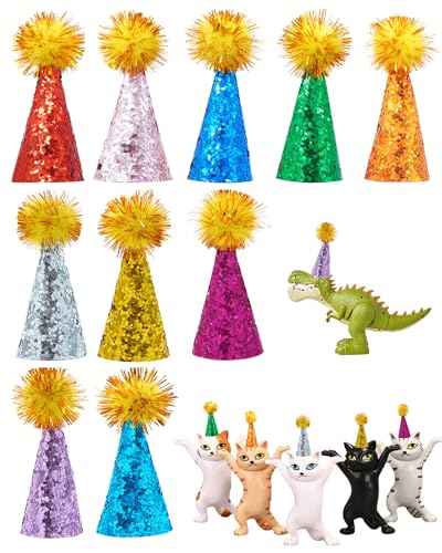YUEXNKO Kleine Party Kegel Hut, 10 Stück Party Kegel Hat, Partyhut Kegel, Geburtstag Partyhüt Deko, Bunt Partyhut Dekoration, Kegel Hut Geburtstag mit Glitzer Pompons YUEXNKO Kleine Party Kegel Hut, 10 Stück Party Kegel Hat, Partyhut Kegel, Geburtstag Partyhüt Deko, Bunt Partyhut Dekoration, Kegel Hut Geburtstag mit Glitzer Pompons von YUEXNKO