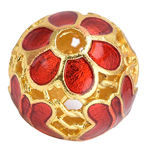 Yueyashux Cloisonne vergoldete hohle runde Perlen DIY Glanzarmband Halskette Perlen Accessoires für handgefertigtes Handwerk (Rouge) von YUEYASHUX