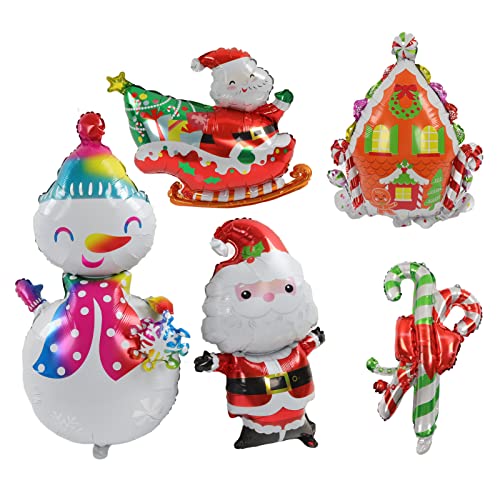 Yueyashux Weihnachtsfolienballons Vater Weihnachten Schlitten Schneemann Süßwarenhaus Ballons Kit Winterdekoration von YUEYASHUX
