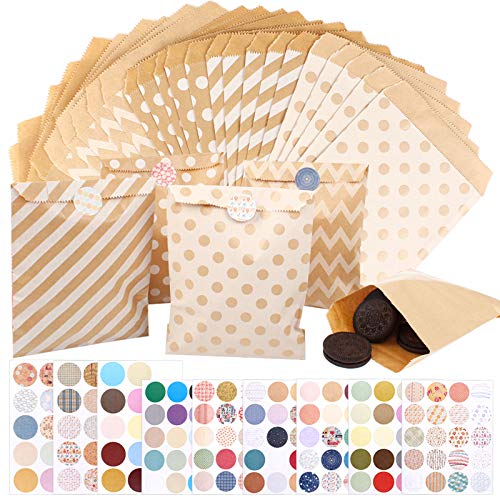 Papiertüten aus Kraftpapier, 125 Stück mit 144 Aufklebern, Bonbontüten aus Papier, Verpackung für Dessert, Kekse, Schokolade, Beutel aus Lebensmittelpapier, für Weihnachten, Hochzeit Papiertüten aus Kraftpapier, 125 Stück mit 144 Aufklebern, Bonbontüten aus Papier, Verpackung für Dessert, Kekse, Schokolade, Beutel aus Lebensmittelpapier, für Weihnachten, Hochzeit von YUEYUAN