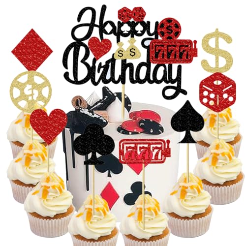 Cupcake Toppers, Casino-Spiele Thema Geburtstag Tortendeko,Kuchendekoration für Poker dice chips, Happy Birthday Kuchen Dekoration Spiel Partei Liefert für Kinder Mädchen Junge Party Kuchen,9 Stück Cupcake Toppers, Casino-Spiele Thema Geburtstag Tortendeko,Kuchendekoration für Poker dice chips, Happy Birthday Kuchen Dekoration Spiel Partei Liefert für Kinder Mädchen Junge Party Kuchen,9 Stück von YUEcthynous