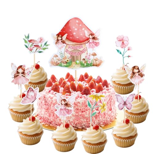 Flower Fairy Ballerina Cupcake Toppers,Ballerina-Kuchenaufsatz Geburtstagstorten Dekoration,Happy Birthday Tortendeko-Fee,9 Stück Flower Fairy Ballerina Cupcake Toppers,Ballerina-Kuchenaufsatz Geburtstagstorten Dekoration,Happy Birthday Tortendeko-Fee,9 Stück von YUEcthynous