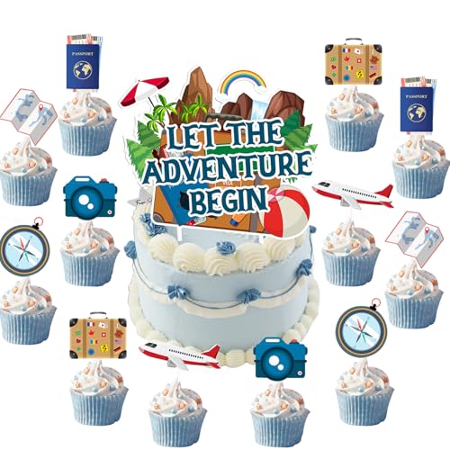 Flugzeuge Happy Birthday Cake Topper,13 Stück Reisen thematische Cupcake Topper,Flugzeug Karte Kamera Koffer Kuchen Dekorationen für Abenteuer Thema Baby Dusche Geburtstag Party Kuchen Dekoration Flugzeuge Happy Birthday Cake Topper,13 Stück Reisen thematische Cupcake Topper,Flugzeug Karte Kamera Koffer Kuchen Dekorationen für Abenteuer Thema Baby Dusche Geburtstag Party Kuchen Dekoration von YUEcthynous