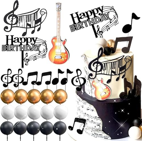 Musiknoten Disco Cupcake Toppers, Musik Rock Happy Birthday Gitarre Kuchen Toppers, Musikalisches für Kinder Mädchen Junge Musikalisches Thema Party Musiknoten Disco Cupcake Toppers, Musik Rock Happy Birthday Gitarre Kuchen Toppers, Musikalisches für Kinder Mädchen Junge Musikalisches Thema Party von YUEcthynous