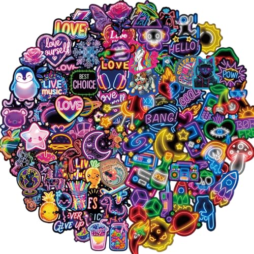 Neon Sticker Set,100 Stück Coole Lustige Neon Sticker, Wasserdichte Vinyl Sticker,Kinder Sticker für Laptop Handy Scrapbook Skateboard Wasserflasche Journal Kindle Macbook IPad Tassen usw Neon Sticker Set,100 Stück Coole Lustige Neon Sticker, Wasserdichte Vinyl Sticker,Kinder Sticker für Laptop Handy Scrapbook Skateboard Wasserflasche Journal Kindle Macbook IPad Tassen usw von YUEcthynous