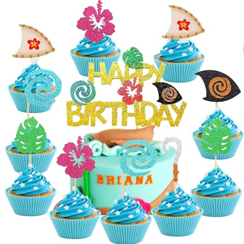 Vaiana Cupcake-Topper,15 Stück Kuchendeko Vaiana - Glitzer Palm Leaf Blume alles Gute zum Geburtstag Kuchen Deko Cake Topper für tropische hawaiianische Thema Baby Dusche Kinder Geburtstag Party Vaiana Cupcake-Topper,15 Stück Kuchendeko Vaiana - Glitzer Palm Leaf Blume alles Gute zum Geburtstag Kuchen Deko Cake Topper für tropische hawaiianische Thema Baby Dusche Kinder Geburtstag Party von YUEcthynous