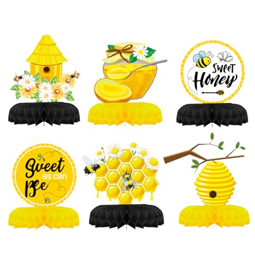 YUEcthynous Bienen Party Honeycomb Ornament,6 Stück Honigbienen Mittelstück Wabendekoration Gelbe Bienenwaben Tischdeko mit Bee für Bienentag Geschlecht Verkünden Geburtstag Party Dekoration YUEcthynous Bienen Party Honeycomb Ornament,6 Stück Honigbienen Mittelstück Wabendekoration Gelbe Bienenwaben Tischdeko mit Bee für Bienentag Geschlecht Verkünden Geburtstag Party Dekoration von YUEcthynous