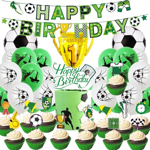 YUEcthynous Fußball Party Ballon Cupcake Toppers Set | mit neuen Trophäe Ballon Banner Tortendekoration | Kinder Fußball Geburtstag Party Dekoration Zubehör Feier Eltern und Fans Essentials YUEcthynous Fußball Party Ballon Cupcake Toppers Set | mit neuen Trophäe Ballon Banner Tortendekoration | Kinder Fußball Geburtstag Party Dekoration Zubehör Feier Eltern und Fans Essentials von YUEcthynous