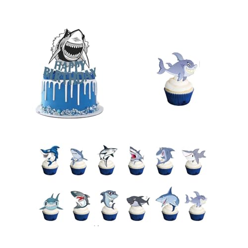 YUEcthynous Haifisch Cake Topper Tortendeko 13 Stück Ozean Thema Torten Dekoration Hai Geburtstag Deko Hai Kuchenaufsätze Muffin Deko Torte Happy Birthday Kindergeburtstag Deko Baby Shower YUEcthynous Haifisch Cake Topper Tortendeko 13 Stück Ozean Thema Torten Dekoration Hai Geburtstag Deko Hai Kuchenaufsätze Muffin Deko Torte Happy Birthday Kindergeburtstag Deko Baby Shower von YUEcthynous