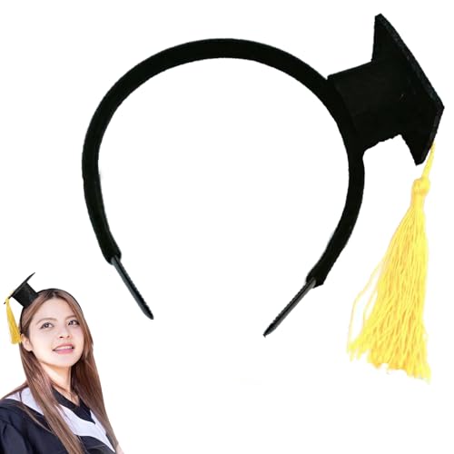 YUEcthynous Mini Doctor Hat Stirnband,Graduation Hut Haarband,Graduierung Saison Headwear Gelbe Quaste Doktor Hut Stirnband Dekoration Requisiten für Abschlussfeier Performance von YUEcthynous