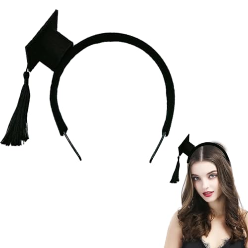 YUEcthynous Mini Doctor Hat Stirnband,Graduation Hut Haarband,Graduierung Saison Headwear Schwarzes Quaste Graduierung Stirnband Dekoration Requisiten für Abschlussfeier Performance von YUEcthynous
