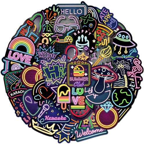 YUEcthynous Neon Sticker Set,Neon Graffiti Aufkleber,100 Stücke Kinder Vinyl Coole Graffiti Sticker Vintage Graffiti Decal Aufkleber für Skateboard Laptop Koffer Helm Motorrad Auto Fahrrad Computer YUEcthynous Neon Sticker Set,Neon Graffiti Aufkleber,100 Stücke Kinder Vinyl Coole Graffiti Sticker Vintage Graffiti Decal Aufkleber für Skateboard Laptop Koffer Helm Motorrad Auto Fahrrad Computer von YUEcthynous