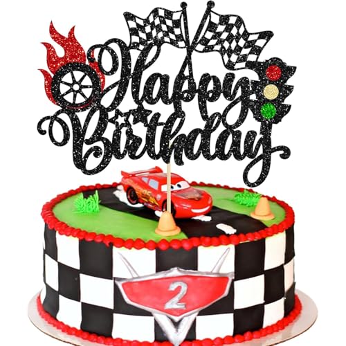 YUEcthynous Tortendeko Auto Geburtstag,Rennauto Theme Party Auto Kuchen Deko, Auto Geburtstagstorte Deko,Kuchendeko Geburtstag Junge, Auto Cake Topper für Kindergeburtstag von YUEcthynous