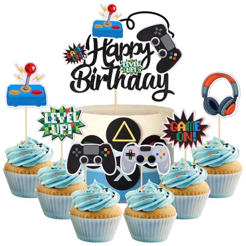 YUEcthynous Videospiel Cupcake Toppers,13 Stück Birthday Kuchenaufsatz, Cake Decoration for Video Games, Happy Birthday Cake Decoration Game Party Supplies for Children Girls Boys Party Cake YUEcthynous Videospiel Cupcake Toppers,13 Stück Birthday Kuchenaufsatz, Cake Decoration for Video Games, Happy Birthday Cake Decoration Game Party Supplies for Children Girls Boys Party Cake von YUEcthynous