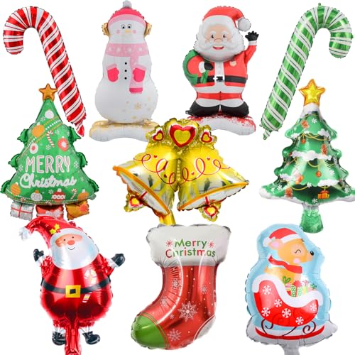 YUEcthynous Weihnachts Luftballons Set,10 Stück Weihnachtsballons Weihnachtsmann Schneemann Weihnachten Weihnachtsstäbchen Luftballons Weihnachtsbaum Deko für Weihnachtsbaum Weihnachtsfeier YUEcthynous Weihnachts Luftballons Set,10 Stück Weihnachtsballons Weihnachtsmann Schneemann Weihnachten Weihnachtsstäbchen Luftballons Weihnachtsbaum Deko für Weihnachtsbaum Weihnachtsfeier von YUEcthynous