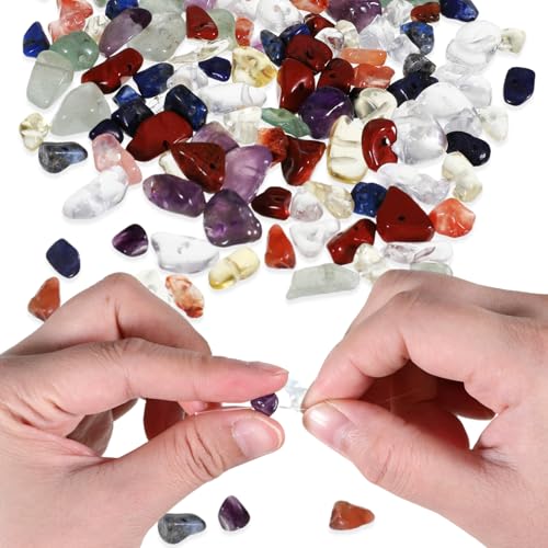 YUFFQOPC Edelstein Perlen，Schmuck Selber Machen Set，400 StüCk Naturstein Perlen，Basteln Erwachsene，Edelstein Chakra Steine，AuffäDeln Selbstgemachte Halskette, Ring, Ohrringe von YUFFQOPC