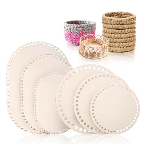 6 Stück Korbboden zum Häkeln, Korbboden Aus Holz, DIY Korbboden Set, Naturholzkorbboden, Ovaler/Rund holzboden zum häkeln für DIY Korbflechten Liefert Basteln 6 Stück Korbboden zum Häkeln, Korbboden Aus Holz, DIY Korbboden Set, Naturholzkorbboden, Ovaler/Rund holzboden zum häkeln für DIY Korbflechten Liefert Basteln von YUFFQOPC