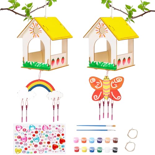 DIY Vogelhaus Bausatz Kinder, 2 Stück Vogelhäuschen Bausatz Vogelhaus Selber Bauen, Vogelhaus zum Bemalen Holz Vogelhaus Diamantaufkleber Set Vogelhaus zum Selber Bauen Puzzle Holzbausatz Kinder,Bogen DIY Vogelhaus Bausatz Kinder, 2 Stück Vogelhäuschen Bausatz Vogelhaus Selber Bauen, Vogelhaus zum Bemalen Holz Vogelhaus Diamantaufkleber Set Vogelhaus zum Selber Bauen Puzzle Holzbausatz Kinder,Bogen von YUFFQOPC