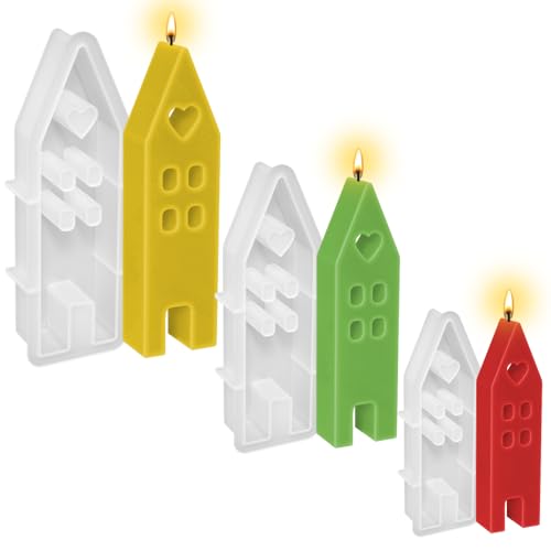 Pack of 3 Silicone Moulds Casting House,Silikonformen Gießformen,Mould House with Window,Soap Mould,for DIY Soy Wax Silikonform Haus,Candle Pack of 3 Silicone Moulds Casting House,Silikonformen Gießformen,Mould House with Window,Soap Mould,for DIY Soy Wax Silikonform Haus,Candle von YUFFQOPC