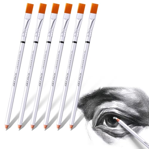 6 Stück Radierstift mit Bürste Radierstift Radierer in Stiftform Radiergummi Zeichenstift Radiergummi zum Zeichnen Radierer für Künstler Skizzieren Malerei Zubehör für Skizzen und Farbige von YUFFQOPC