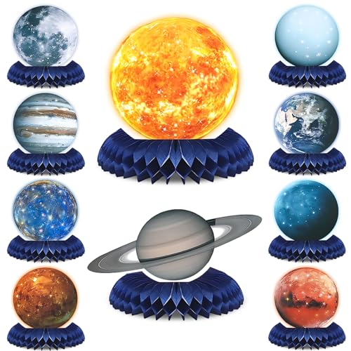 10 Stück Geburtstag Dekoration,Sonnensystem Wabenbälle Tischdeko Weltraum Themed Honeycomb Party Dekorationen Papier Tischdekoration Geburtstag für Kinder Geburtstag Party Tischaufsätze von YUFFQOPC