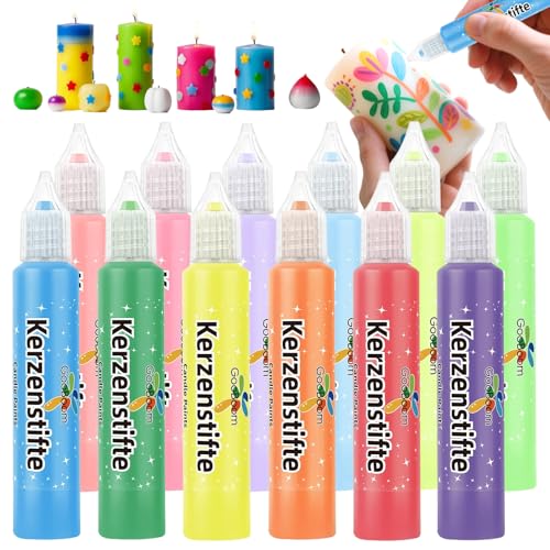 YUFFQOPC 12 Stück Kerzenstifte 30ml Wachsstifte für Kerzen, Kerzen Bemalen Set 12 Farben Kerzenstifte für Kerze Dekorieren & Gestalten, Ideal für Feiertage, Geburtstage & DIY Projekte YUFFQOPC 12 Stück Kerzenstifte 30ml Wachsstifte für Kerzen, Kerzen Bemalen Set 12 Farben Kerzenstifte für Kerze Dekorieren & Gestalten, Ideal für Feiertage, Geburtstage & DIY Projekte von YUFFQOPC