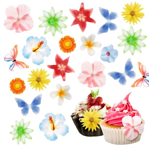 YUFFQOPC 60 Stück Essbare Blumen Für Torte, Essbare Tortendeko Blumen Schmetterling, Bunt Blume Cupcake Topper Esspapier Für Hochzeit Geburtstag Jubiläum Party YUFFQOPC 60 Stück Essbare Blumen Für Torte, Essbare Tortendeko Blumen Schmetterling, Bunt Blume Cupcake Topper Esspapier Für Hochzeit Geburtstag Jubiläum Party von YUFFQOPC