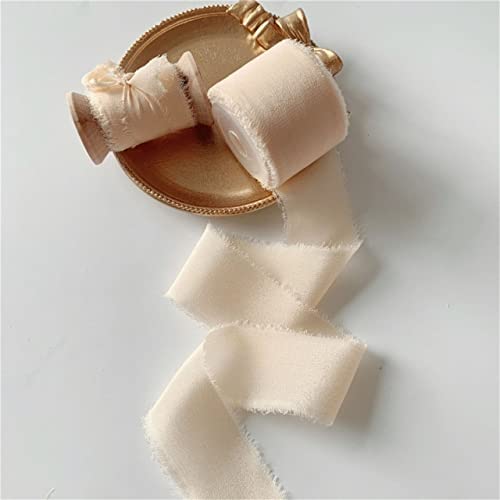 YUGH Schleifenband aus reiner Seide mit ausgefranstem Rand, für Hochzeit, Party, Brautschmuck, Einladungen, Kartenband YUGH Schleifenband aus reiner Seide mit ausgefranstem Rand, für Hochzeit, Party, Brautschmuck, Einladungen, Kartenband von YUGH