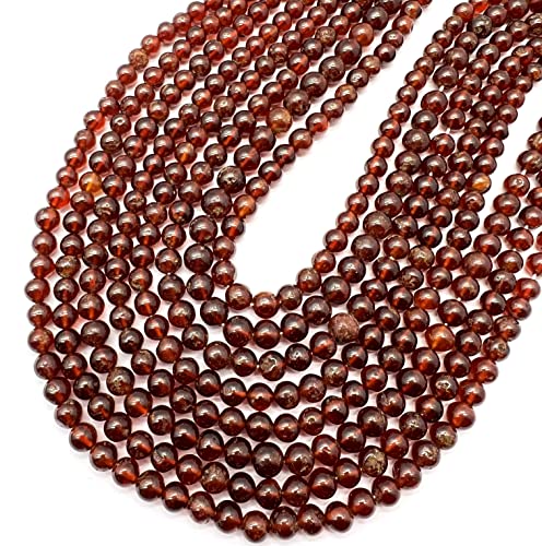 Mosambik-Granat, natürlicher Granat, runde glatte Perlen, Granatperlen, einfarbig, 6–7 mm, Perlen, runde Schmuckherstellung, Perlen, Granat, Edelsteinperlen, 31 cm von YUGNA