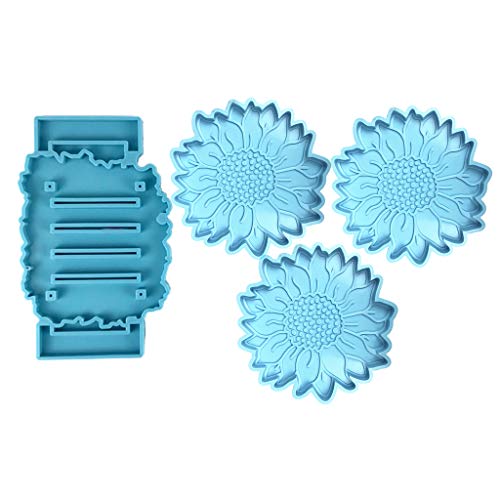 1 Set Blumenform mit Aufbewahrungsregal, Epoxidharz, Tassenmatte, Silikonform, Gießwerkzeuge von YUGSHNKFC