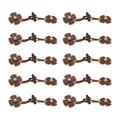 10 Stück Blumenverschlüsse aus PU-Leder zum Aufnähen, Knebelverschlüsse mit Hornknopf für Mantel, Kleidung, Pullover von YUGSHNKFC