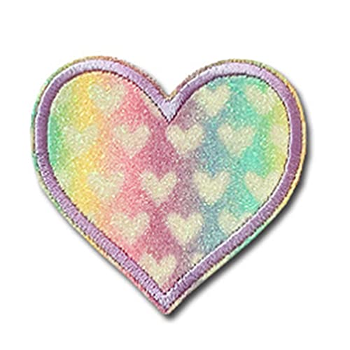 10 Stück Regenbogen-Herz zum Aufnähen oder Aufbügeln, Fischmuster, Stickerei-Flicken, Abzeichen, Kleidungsverzierungen für Kleidung, Handwerk von YUGSHNKFC