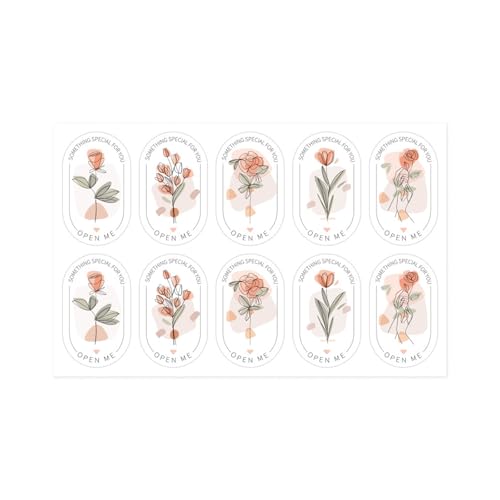 100 Pcs Blumendruck Siegel Aufkleber 5x3 Cm Für Die Rechteckige Verpackung Von Hochzeiten Für Siegelhülle Wickelpackung PVC Aufkleber von YUGSHNKFC