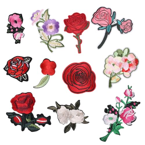 11 x Blumen-Aufnäher zum Aufbügeln, bestickte Rose, zum Aufbügeln oder Aufnähen, Applikation für Kinderkleidung, Jacken, Jeans, Taschen 11 x Blumen-Aufnäher zum Aufbügeln, bestickte Rose, zum Aufbügeln oder Aufnähen, Applikation für Kinderkleidung, Jacken, Jeans, Taschen von YUGSHNKFC