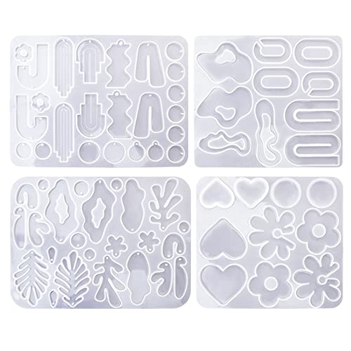 4pcs Mehrere Stile Ohrringe Silikonformen Geeignet Für Epoxidharz Ornament Anhänger Keychain Making von YUGSHNKFC