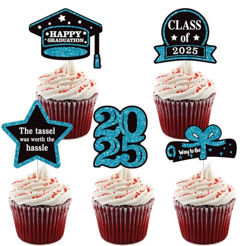 5-teiliges Kuchendekorationsset für Abschlussfeiern, Cupcake-Aufsätze, Kuchenzubehör, Papierstruktur, geeignet für Festivals von YUGSHNKFC
