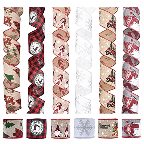 6 Roll Weihnachten Polyester Ribbon Cartoon Herz Weihnachtsbaumzuckerrohr Strumpfmuster String Für Craft Geschenkpaket 6 Roll Weihnachten Polyester Ribbon Cartoon Herz Weihnachtsbaumzuckerrohr Strumpfmuster String Für Craft Geschenkpaket von YUGSHNKFC