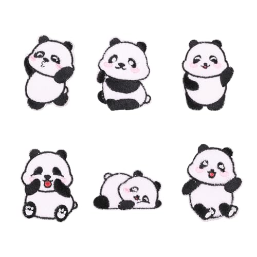 6 Stück Cartoon Panda Thema Patches Aufkleber Selbstklebende Stoffflicken für Rucksäcke, Hüte und Kleidung für verschiedene Altersgruppen 6 Stück Cartoon Panda Thema Patches Aufkleber Selbstklebende Stoffflicken für Rucksäcke, Hüte und Kleidung für verschiedene Altersgruppen von YUGSHNKFC