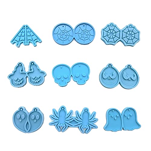 9 Stück/Set Web Skull Ohrring Harz Gießformen Silikonform für Schlüssel Anhänger Zubehör für Wo von YUGSHNKFC