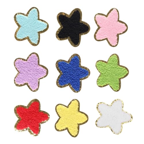 9 x Stickerei-Aufnäher zum Aufbügeln, Stern-Aufnäher, selbstklebend, für Kinderkleidung, Jeans, Jacken, Hüte von YUGSHNKFC