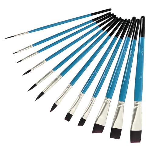 Aquarell-Pinsel, Nylon-Pinsel für Kinder, Acryl, Öl, Aquarell, Gouache, Malerei, Gesicht, Körper, Kunst, 12 Stück Aquarell-Pinsel, Nylon-Pinsel für Kinder, Acryl, Öl, Aquarell, Gouache, Malerei, Gesicht, Körper, Kunst, 12 Stück von YUGSHNKFC