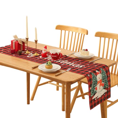 Festliche Esstischdekoration, maschinenwaschbar, Weihnachtstischdecke mit Stoff für Zuhause und Büro, Feiertagstischläufer von YUGSHNKFC